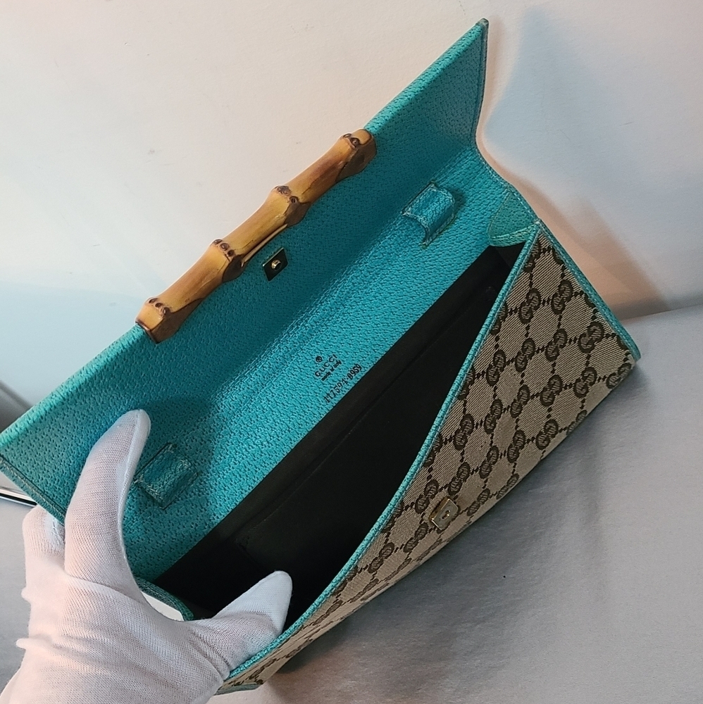 Gucci Monogram Bamboo Bar Clutch / Crossbody - Picture 9 of 15